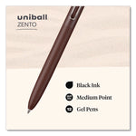 Zento Gel Pen, Retractable, Medium 0.7 mm, Black Ink, Assorted Barrel Colors, Dozen