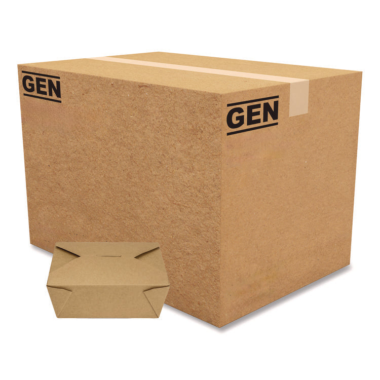 Reclosable Kraft Take-Out Box, 48 oz, Brown, Paper, 300/Carton
