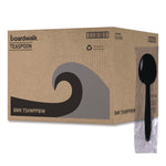 Heavyweight Wrapped Polypropylene Cutlery, Spoon, Plastic, Black, 1,000/Carton