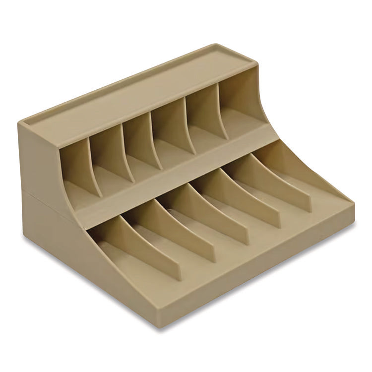 Coin Wrapper and Bill Strap 2-Tier Rack, 11 Compartments, 9.38 x 8.13 4.63, Plastic, Pebble Beige