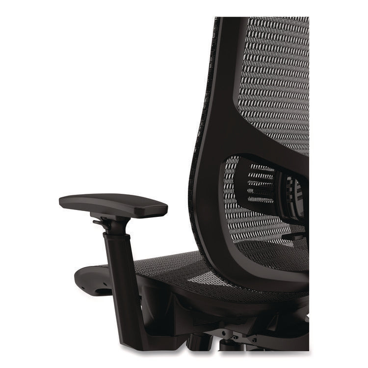 Alera Hollins Ergonomic Mesh Swivel Task Chair, Supports Up to 275lb, 18.57 to 22.54 Seat Height, Black Seat/Back, Black Base