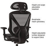 Alera Taunton Ergonomic Mesh Swivel Task Chair, Supports Up to 275lb, 17.44 to 20.98 Seat Height, Black Seat/Back, Black Base