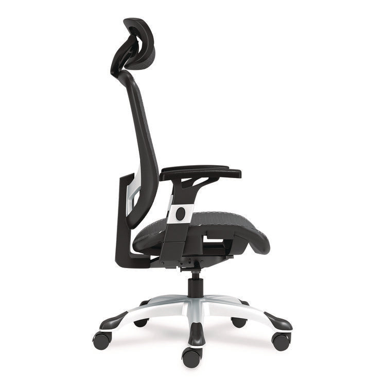 Alera Minerva Ergonomic Mesh Swivel Task Chair, Support Up to 275lb, 17.24 to 20.98 Seat Height, Black Seat/Back, Silver Base