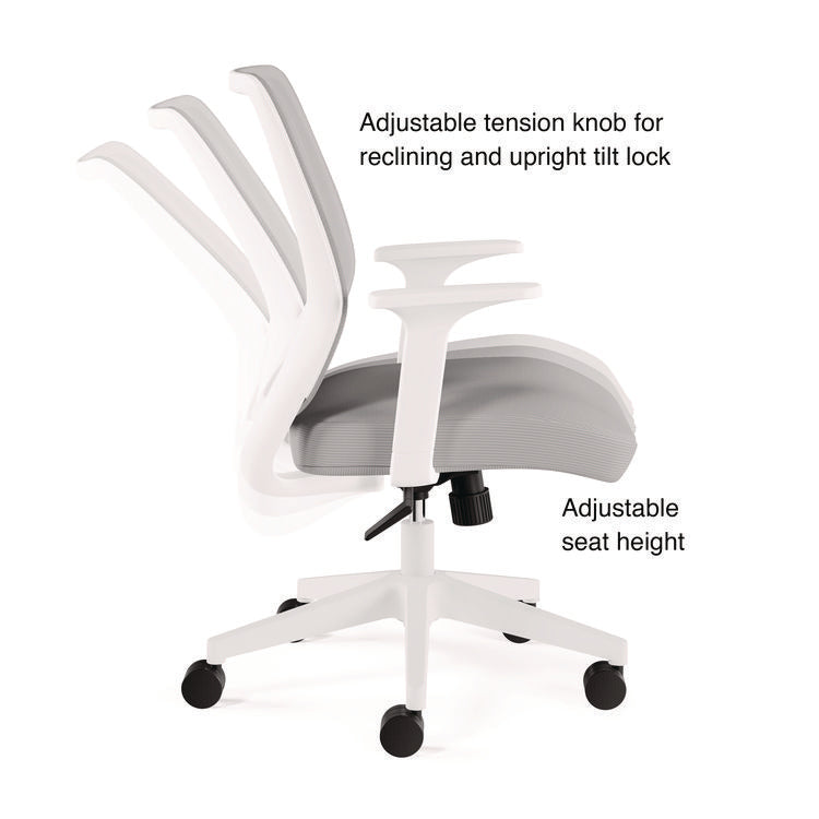 Alera Wessex Ergonomic Fabric Mesh Swivel Task Chair, Supports 275 lb, 17.09 to 20.83 Seat Height, Gray Seat/Back, White Base
