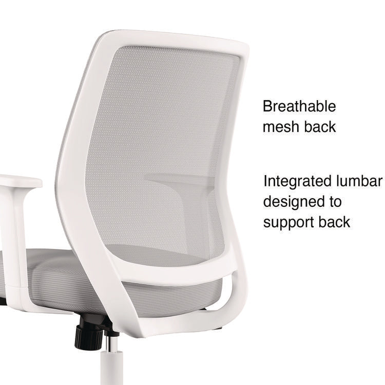 Alera Wessex Ergonomic Fabric Mesh Swivel Task Chair, Supports 275 lb, 17.09 to 20.83 Seat Height, Gray Seat/Back, White Base
