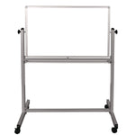 Mobile Magnetic Whiteboard, 36" x 24", White Surface, Silver Aluminum Frame