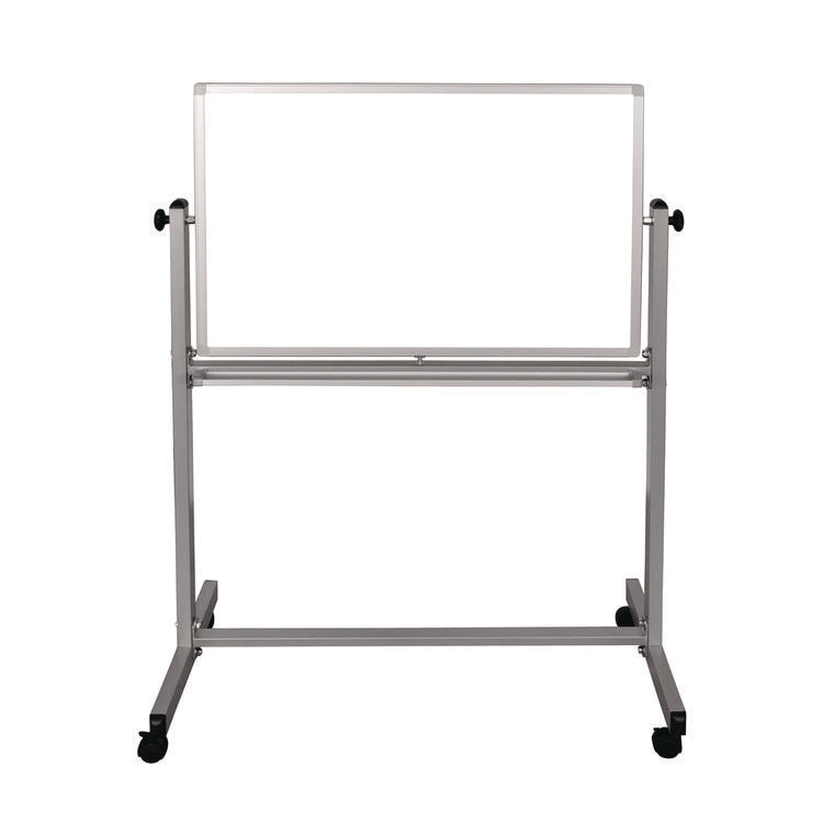 Mobile Magnetic Whiteboard, 36" x 24", White Surface, Silver Aluminum Frame