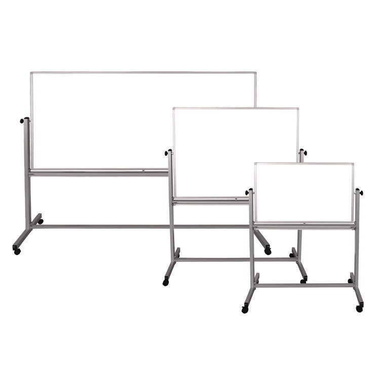 Mobile Magnetic Whiteboard, 60" x 40", White Surface, Silver Aluminum Frame