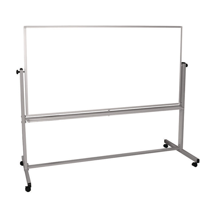 Mobile Magnetic Whiteboard, 72" x 40", White Surface, Silver Aluminum Frame