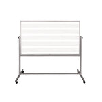 Mobile Music Staff Whiteboard, Dual-Sided Music Notation, 72" x 48", White Surface, Silver Aluminum Frame