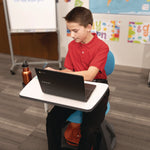 Classroom Series All-In-One Student Desk and Chair, Supports Up to 330 lb, 19" Seat Height, Blue Seat/Back, Gray Base