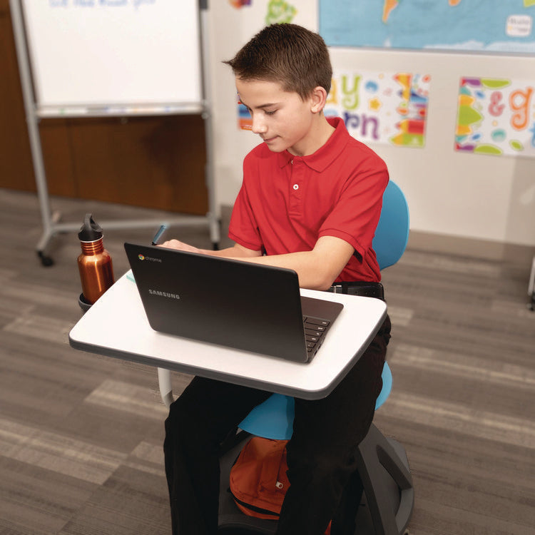 Classroom Series All-In-One Student Desk and Chair, Supports Up to 330 lb, 19" Seat Height, Blue Seat/Back, Gray Base