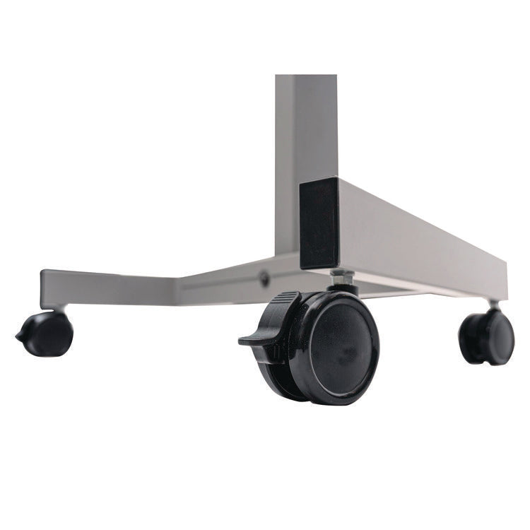 Sit Stand Student Desk with Crank Handle, 27.5 x 19.5 x 26.25 to 42, White/Gray