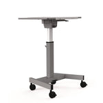 Pneumatic Adjustable Height Flip Top Student Desk, 27.5 x 19.5 x 26.25 to 42, White/Gray