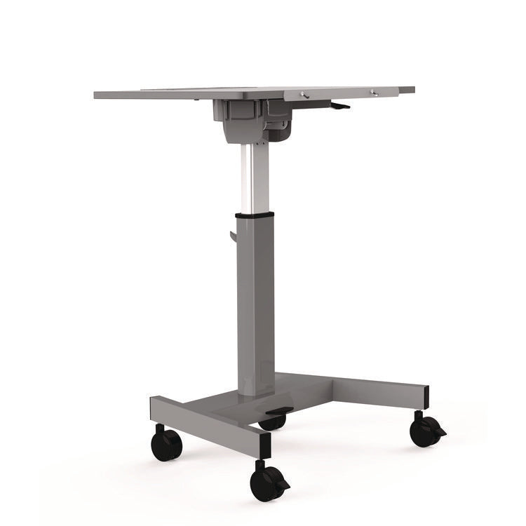 Pneumatic Adjustable Height Flip Top Student Desk, 27.5 x 19.5 x 26.25 to 42, White/Gray