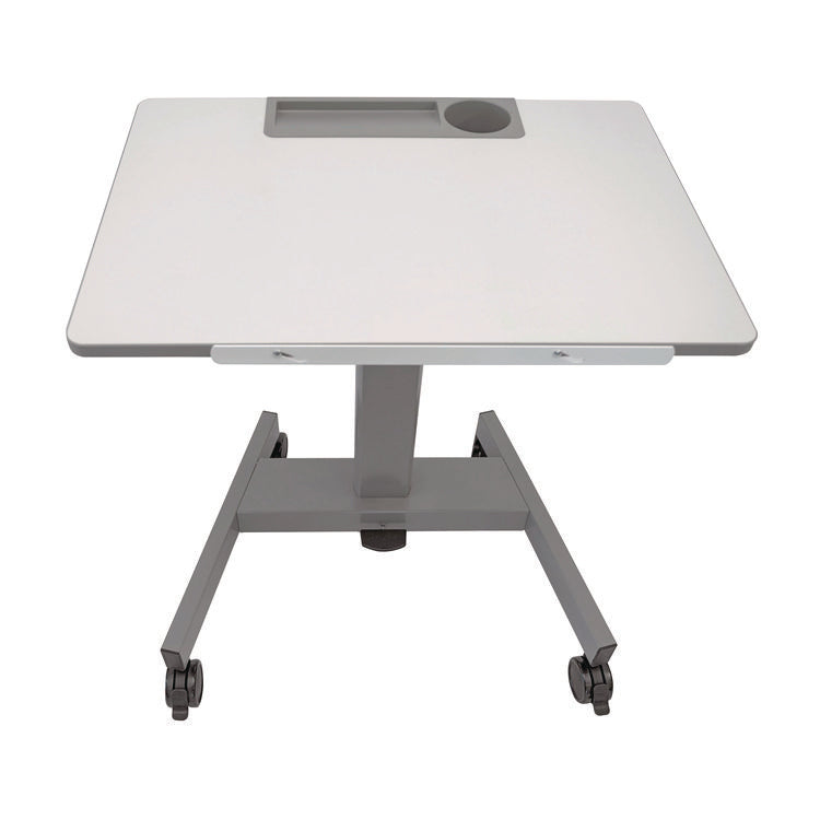 Pneumatic Adjustable Height Flip Top Student Desk, 27.5 x 19.5 x 26.25 to 42, White/Gray