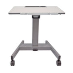 Pneumatic Adjustable Height Flip Top Student Desk, 27.5 x 19.5 x 26.25 to 42, White/Gray