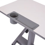 Pneumatic Adjustable Height Flip Top Student Desk, 27.5 x 19.5 x 26.25 to 42, White/Gray