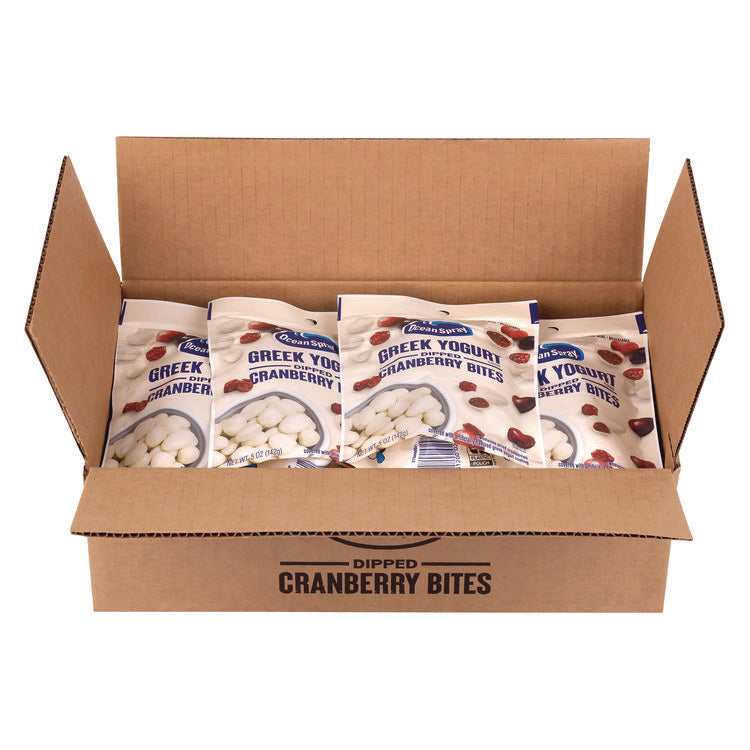 Greek Yogurt Dipped Cranberry Bites, Cranberry/Yogurt, 5 oz Bag, 12/Carton