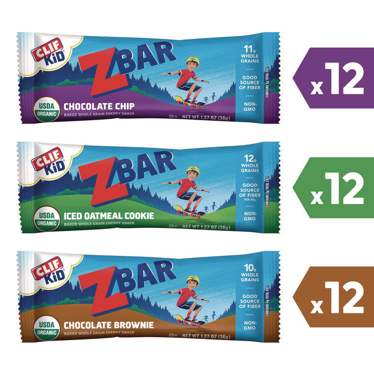 Kid Organic Zbar Granola Bars Variety Pack, Assorted Flavors, 1.27 oz Bar, 36/Carton