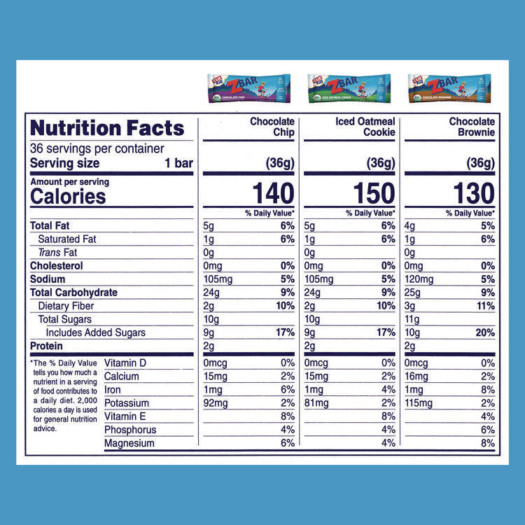 Kid Organic Zbar Granola Bars Variety Pack, Assorted Flavors, 1.27 oz Bar, 36/Carton