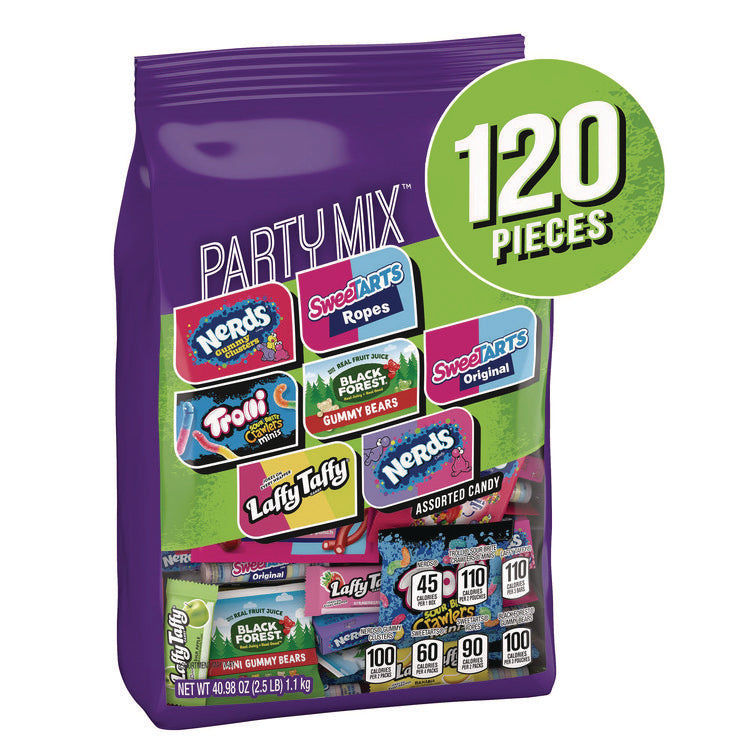 Party Mix Stand-Up Bag, 120 Pieces, Assorted Flavors, 2.5 lb Bag