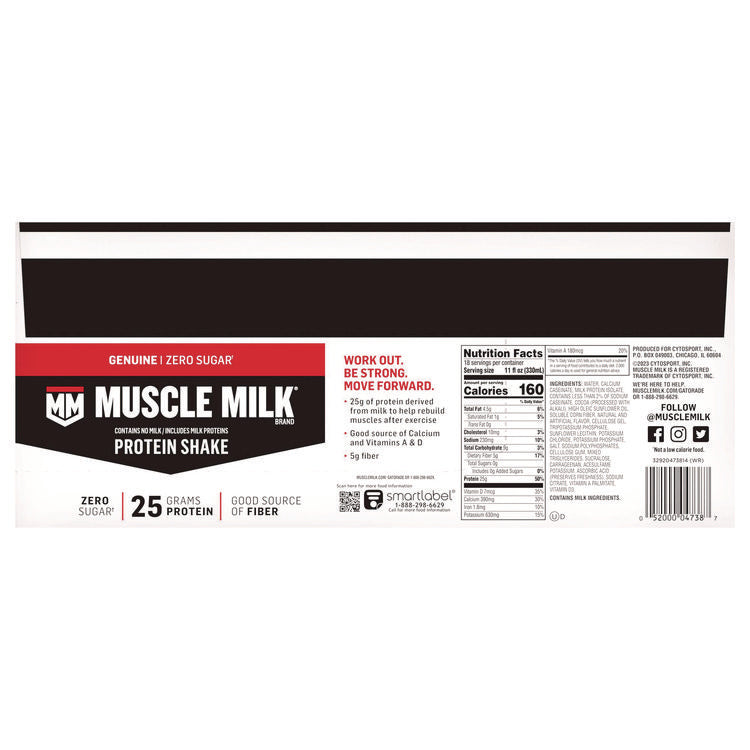 Genuine Chocolate Protein Shake, 11 oz Carton, 18/Carton