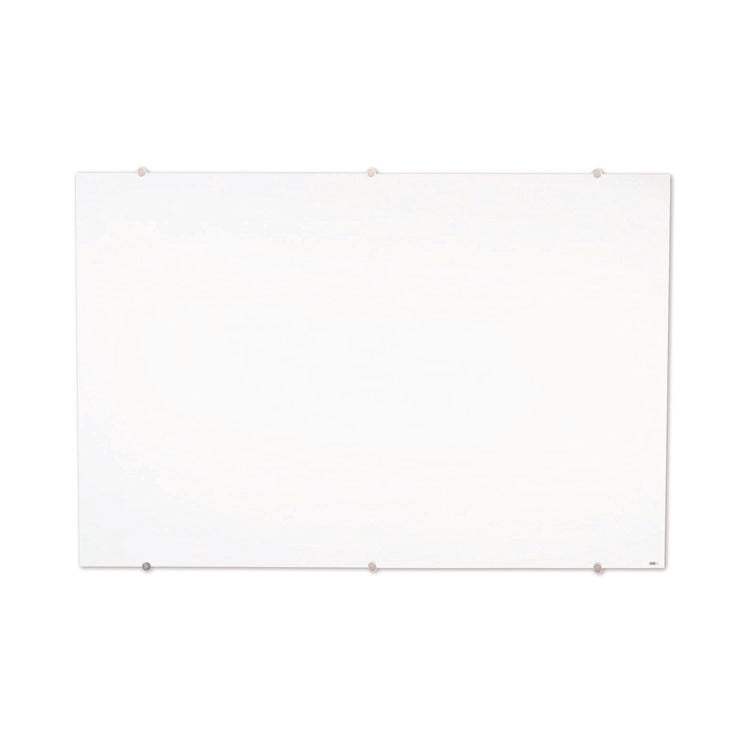 Magnetic Wall-Mounted Glass Board, 48" x 36", White Surface, Silver Aluminum Frame