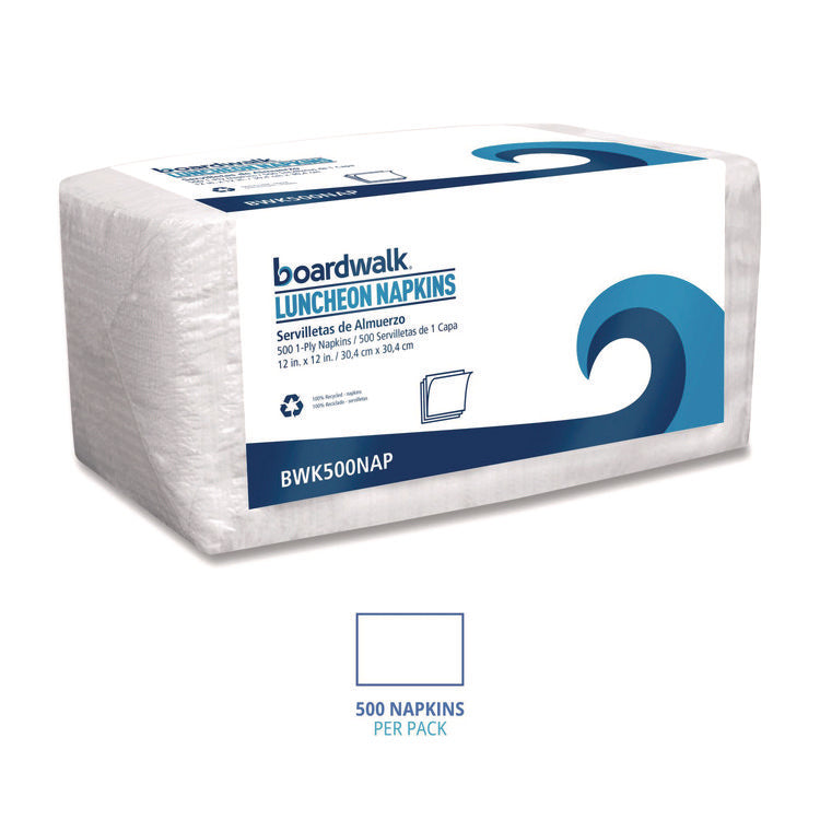 1/4-Fold Lunch Napkins, 1-Ply, 12" x 12", White, 500/Pack