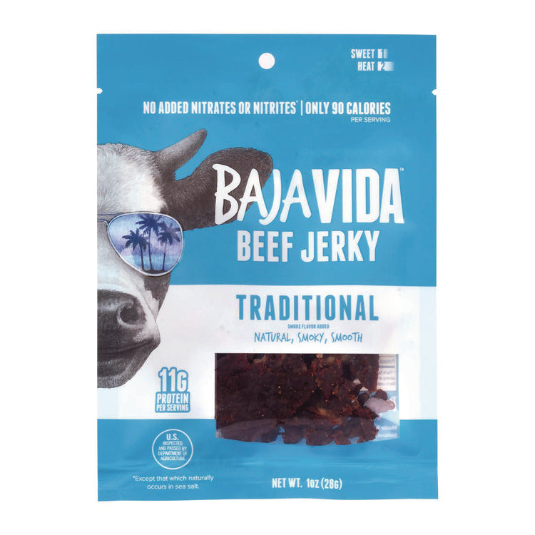 Beef Jerky Traditional Snack Pack, Original, 1 oz Packet, 12/Carton