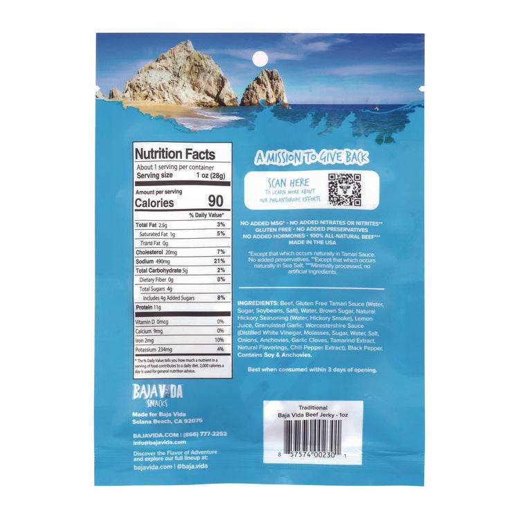 Beef Jerky Traditional Snack Pack, Original, 1 oz Packet, 12/Carton
