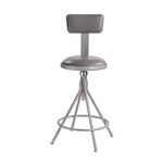 6500 Series Height Adj Heavy Duty Vinyl Swivel Stool with Backrest, Supports Up to 500 lb, 24" to 30" Seat Height, Gray