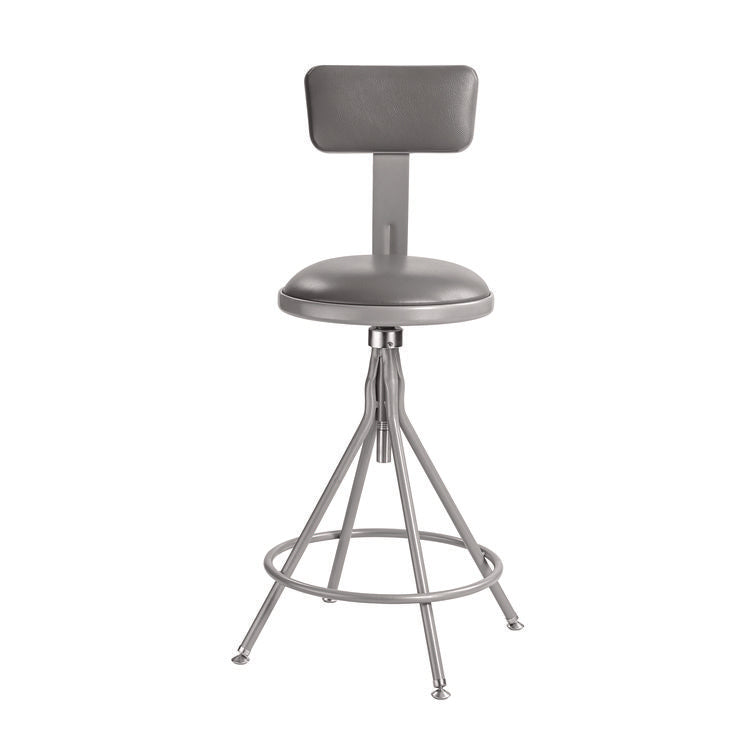 6500 Series Height Adj Heavy Duty Vinyl Swivel Stool with Backrest, Supports Up to 500 lb, 24" to 30" Seat Height, Gray