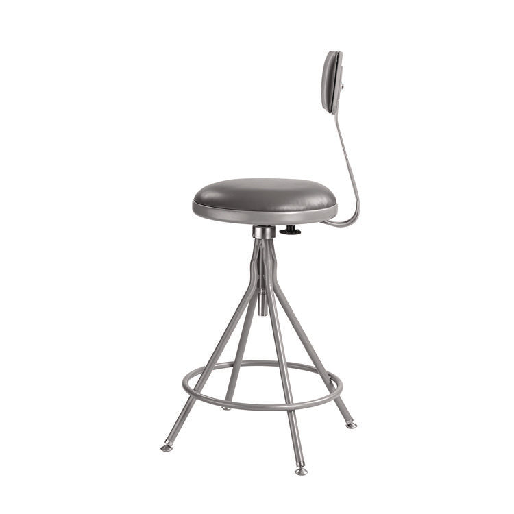 6500 Series Height Adj Heavy Duty Vinyl Swivel Stool with Backrest, Supports Up to 500 lb, 24" to 30" Seat Height, Gray