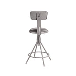 6500 Series Height Adj Heavy Duty Vinyl Swivel Stool with Backrest, Supports Up to 500 lb, 24" to 30" Seat Height, Gray