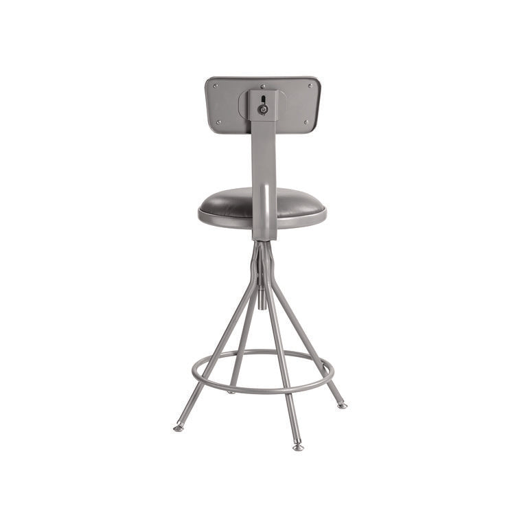 6500 Series Height Adj Heavy Duty Vinyl Swivel Stool with Backrest, Supports Up to 500 lb, 24" to 30" Seat Height, Gray
