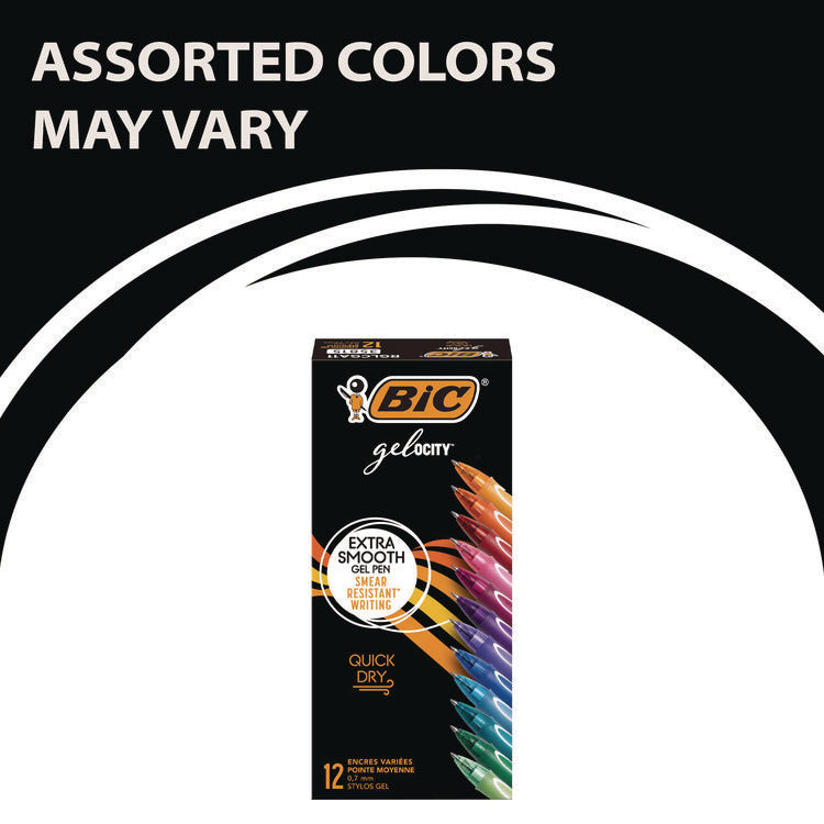 Gel-ocity Quick Dry Gel Pen, Retractable, Fine 0.7 mm, Assorted Ink and Barrel Colors, Dozen