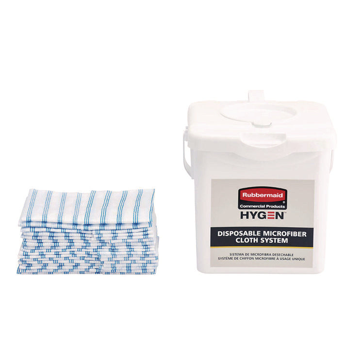 Disposable Microfiber Cleaning Cloths, 12 x 12, White/Blue Stripe, 600/Carton