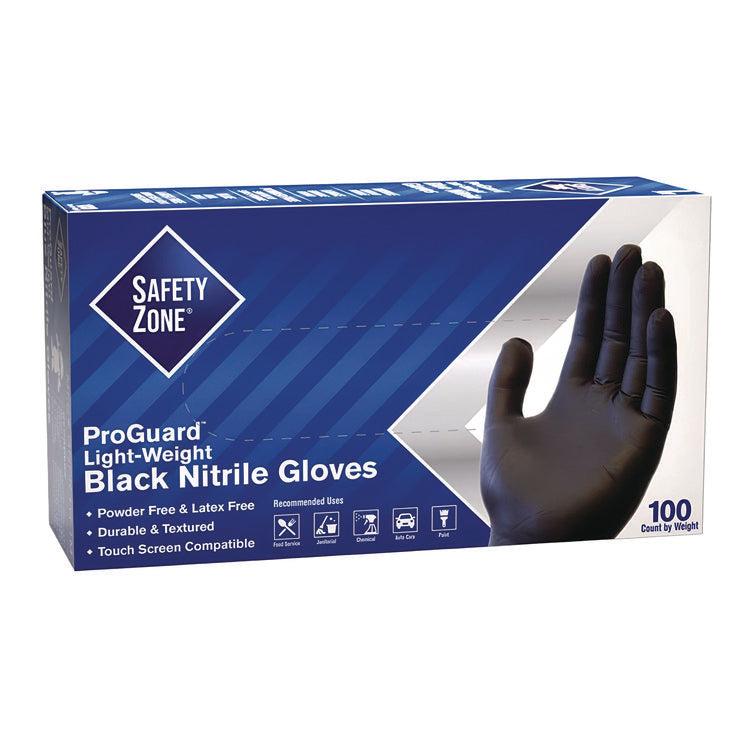 ProGuard Powder Free Nitrile Gloves, Powder-Free, X-Large, 3.5 mil Thick, 9.65" Long, Black, 100/Box, 10 Boxes/Carton