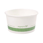 Soup Containers, 12 oz, 4.5" Diameter x 2.5" h, White/Green, Paper, 500/Carton