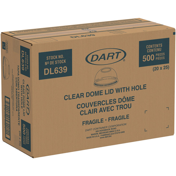 Plastic Dome Lid, Fits 32 oz Cold Cups, Clear, 25/Sleeve, 20 Sleeves/Carton