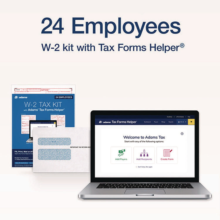 6-Part W-2 Tax Form Kit with Security Envelopes and Tax Forms Helper, 2024, 8.5 x 5.5, 2 Forms/Sheet, 24 Forms Total