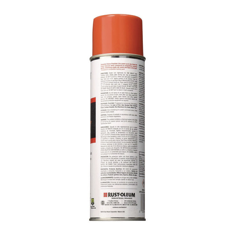 Industrial Choice Precision Line Marking Paint, Flat/Matte Orange, 20 oz Aerosol Can, 12/Carton