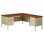 L-Shaped Corner Desk, Right-Hand Return, 72" x 72" x 29.5", Oak/Putty