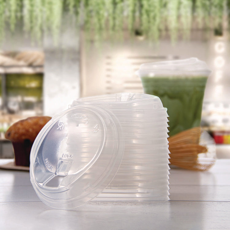 Prima Strawless Plastic Lids, Fits 12 oz to 26 oz Cold Cups, Clear, 100/Sleeve, 10 Sleeves/Carton