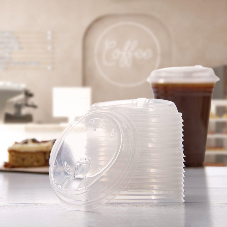 Prima Strawless Plastic Lids, Fits 12 oz to 26 oz Cold Cups, Clear, 100/Sleeve, 10 Sleeves/Carton