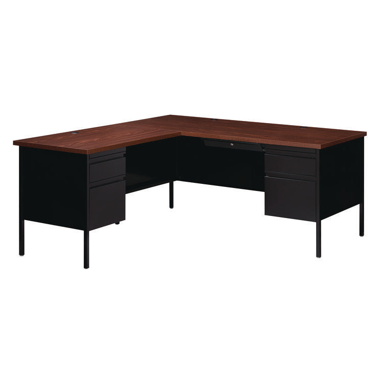 L-Shaped Corner Desk, Left-Hand Return, 72" x 72" x 29.5", Walnut/Black