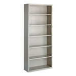 Six-Shelf Metal Bookcase, 34.5" x 13" x 82", Light Gray