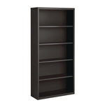 Five-Shelf Metal Bookcase, 34.5" x 13" x 72", Charcoal