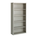 Five-Shelf Metal Bookcase, 34.5" x 13" x 72", Light Gray
